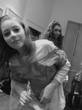 Maddie Cope and Bella Faillace - backstage for Midsummer